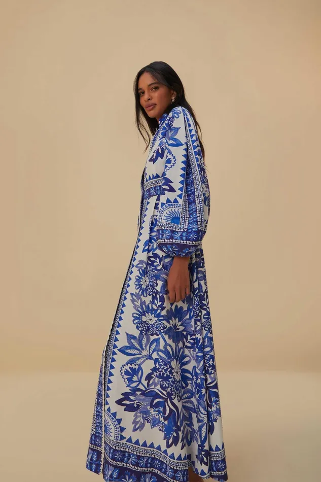 OffWhite Flora Tapestry Lenzing Ecovero Euroflax Maxi Dress Women Farm Rio Maxi Dresses