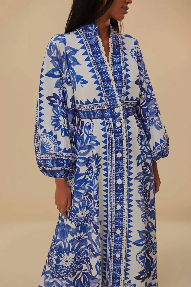 OffWhite Flora Tapestry Lenzing Ecovero Euroflax Maxi Dress Women Farm Rio Maxi Dresses