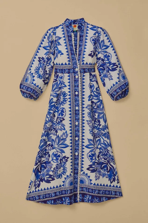 OffWhite Flora Tapestry Lenzing Ecovero Euroflax Maxi Dress Women Farm Rio Maxi Dresses