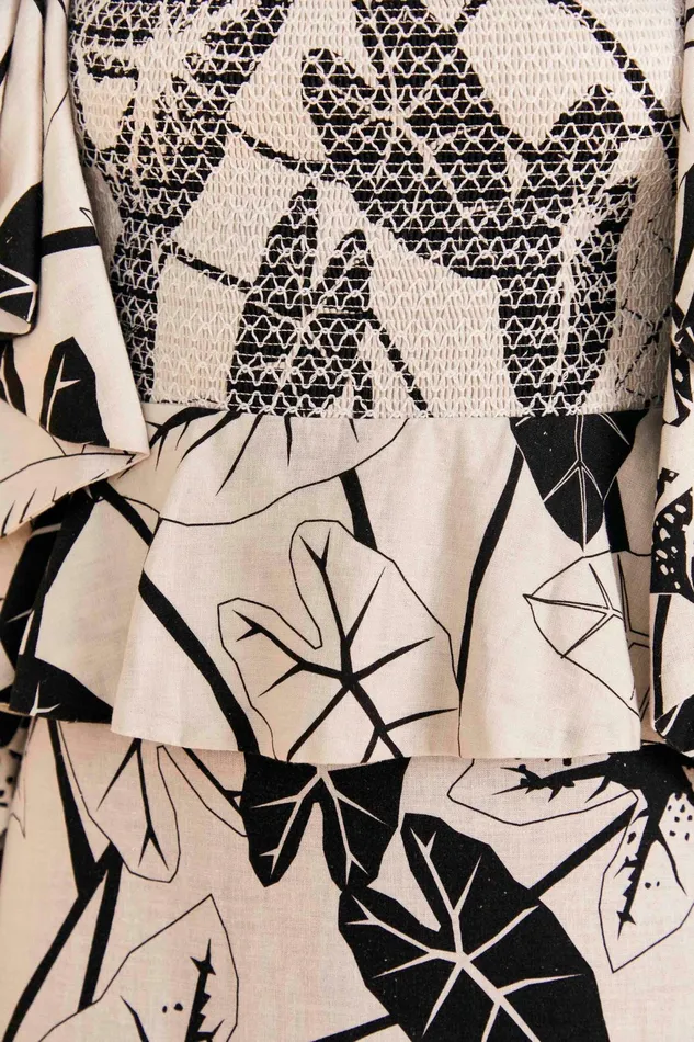 OffWhite Graphic Leaves Midi Dress Women Farm Rio Midi Dresses