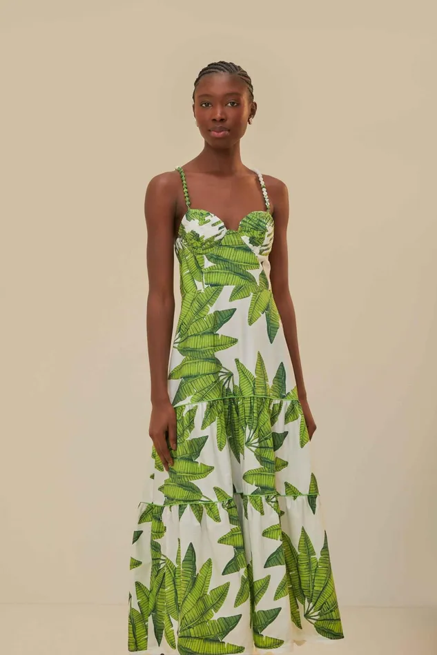 OffWhite Palm Fan Midi Dress Women Farm Rio Midi Dresses