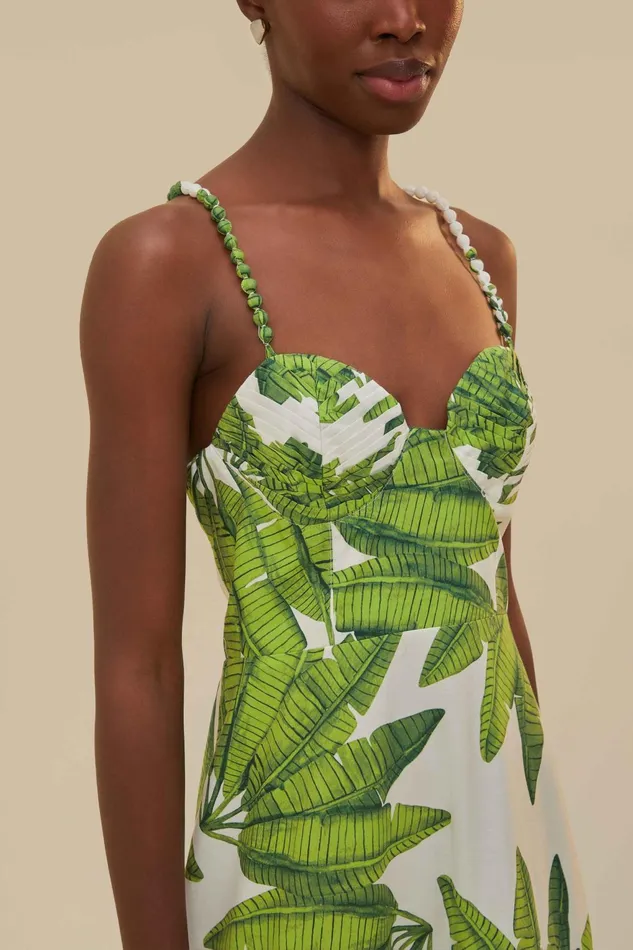 OffWhite Palm Fan Midi Dress Women Farm Rio Midi Dresses