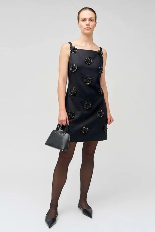 Oroton Dresses Flower Sequin Shift Dress Black 8211 Women