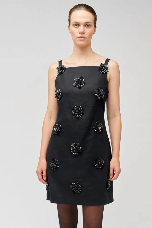Oroton Dresses Flower Sequin Shift Dress Black 8211 Women