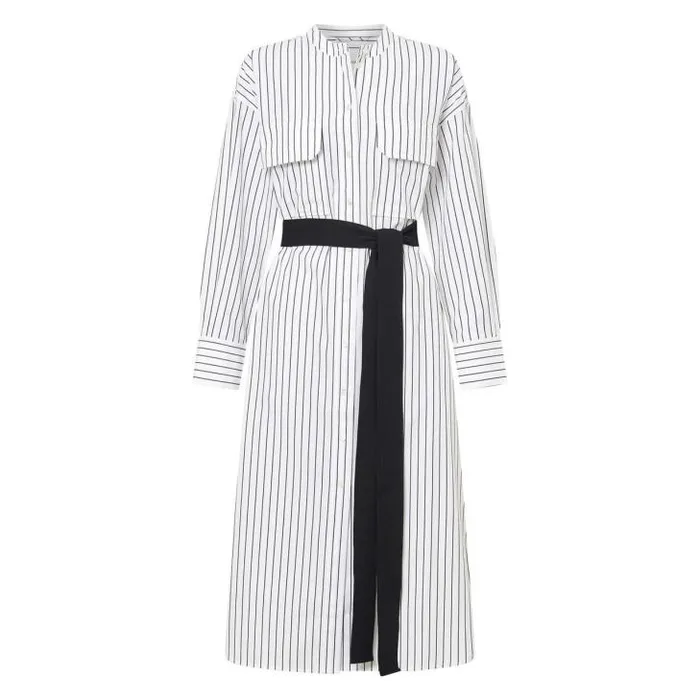 Oroton Dresses Pinstripe Shirt Dress White 8211 Women
