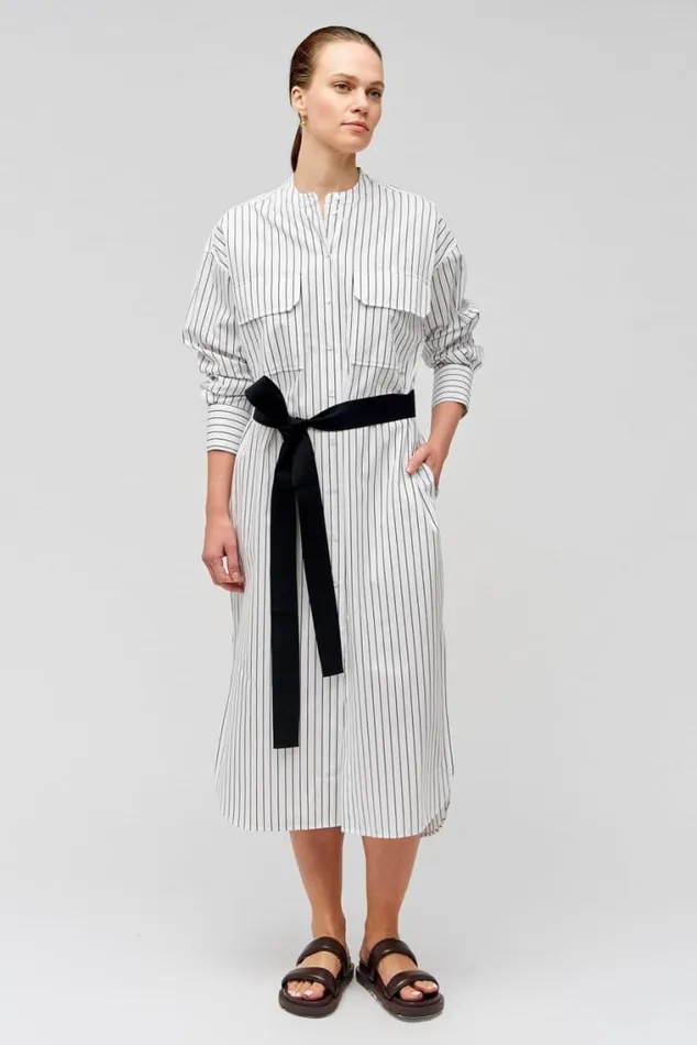 Oroton Dresses Pinstripe Shirt Dress White 8211 Women