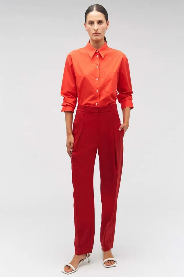 Oroton Pants Pleat Pant Cerise 8211 Women