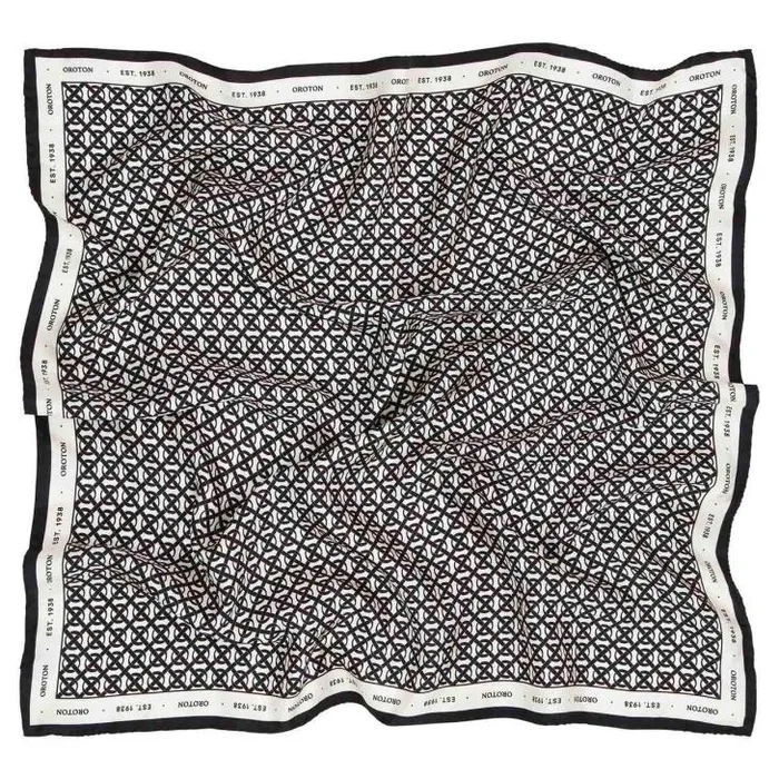 Oroton Scarves All Over Logo Silk Scarf Creamblack 8211 Accessories