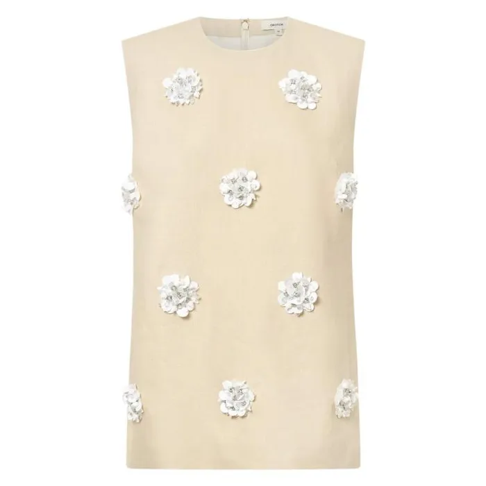 Oroton Sets Flower Sequin Tunic Limestone 8211 Women