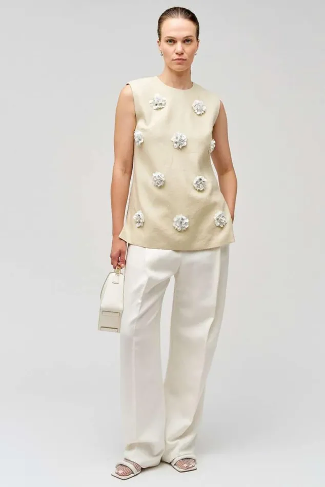 Oroton Sets Flower Sequin Tunic Limestone 8211 Women