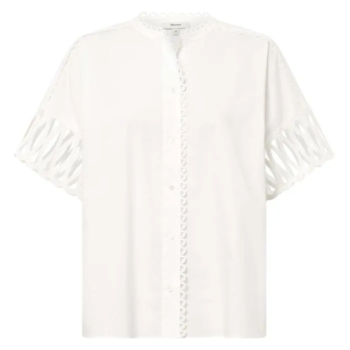 Oroton Tops Lace Trim Blouse White 8211 Women