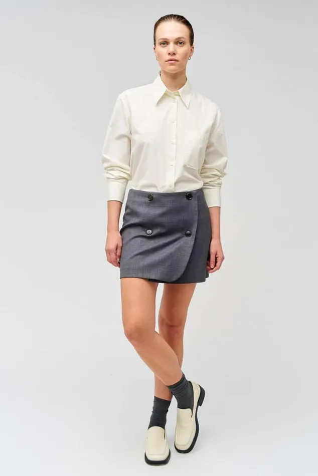 Oroton Tops Poplin Long Sleeve Shirt Cream 8211 Women