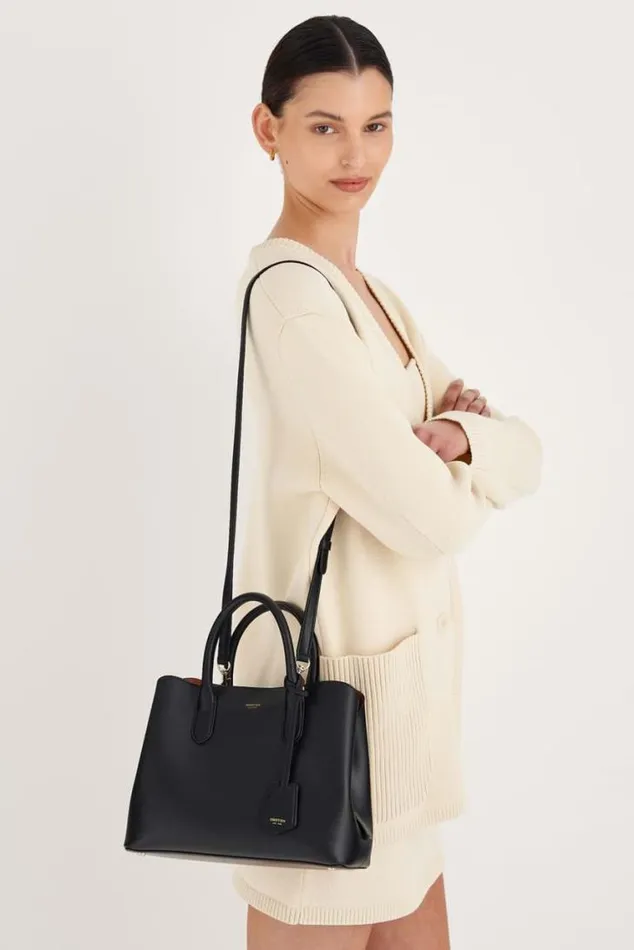 Oroton Work Muse Small Three Pocket Day Bag Black 8211 Women