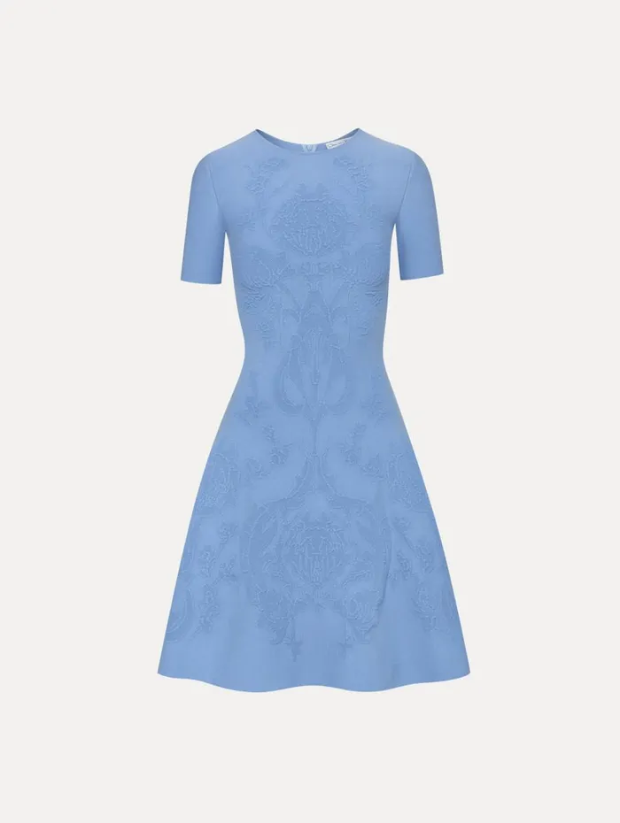 Oscar De La Renta Art Nouveau Knit Dress Aventurine Women Dresses