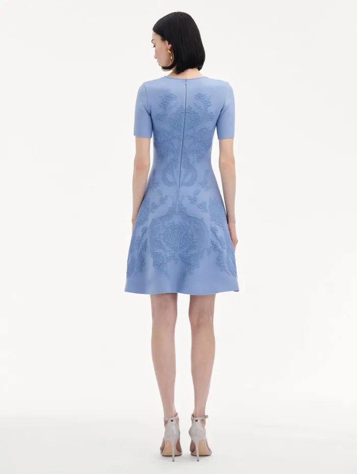 Oscar De La Renta Art Nouveau Knit Dress Aventurine Women Dresses