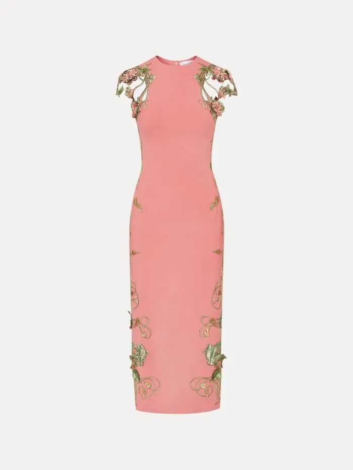 Oscar De La Renta Art Nouveau Pencil Dress Rouge Women Dresses