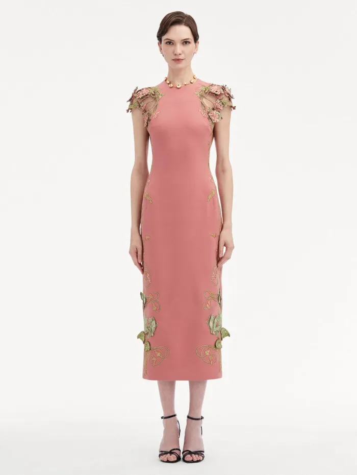 Oscar De La Renta Art Nouveau Pencil Dress Rouge Women Dresses