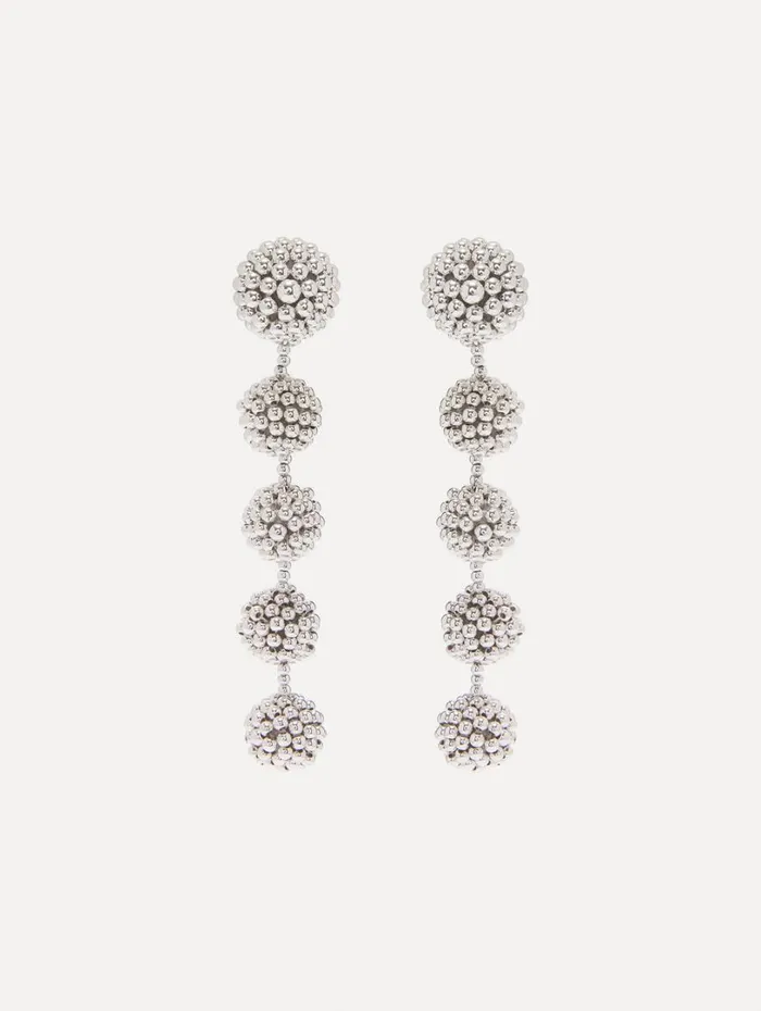 Oscar De La Renta Beaded Sphere ClipOn Earrings Silver Women Earrings
