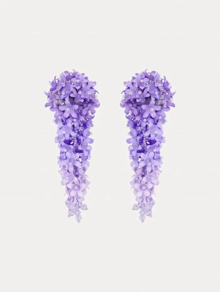 Oscar De La Renta Cascading Flower ClipOn Earrings Lavender Women Earrings