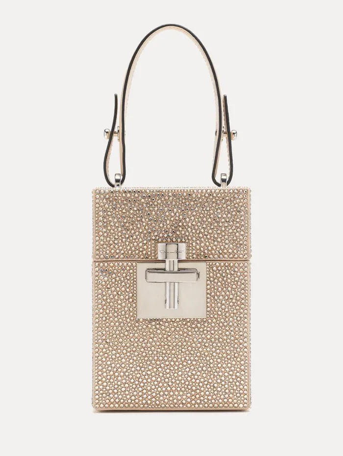 Oscar De La Renta Crystal Pav Alibi Cube Champagne Women Handbags