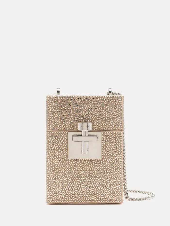 Oscar De La Renta Crystal Pav Alibi Cube Champagne Women Handbags Oscar De La Renta Crystal Pav Alibi Cube Champagne Women Handbags