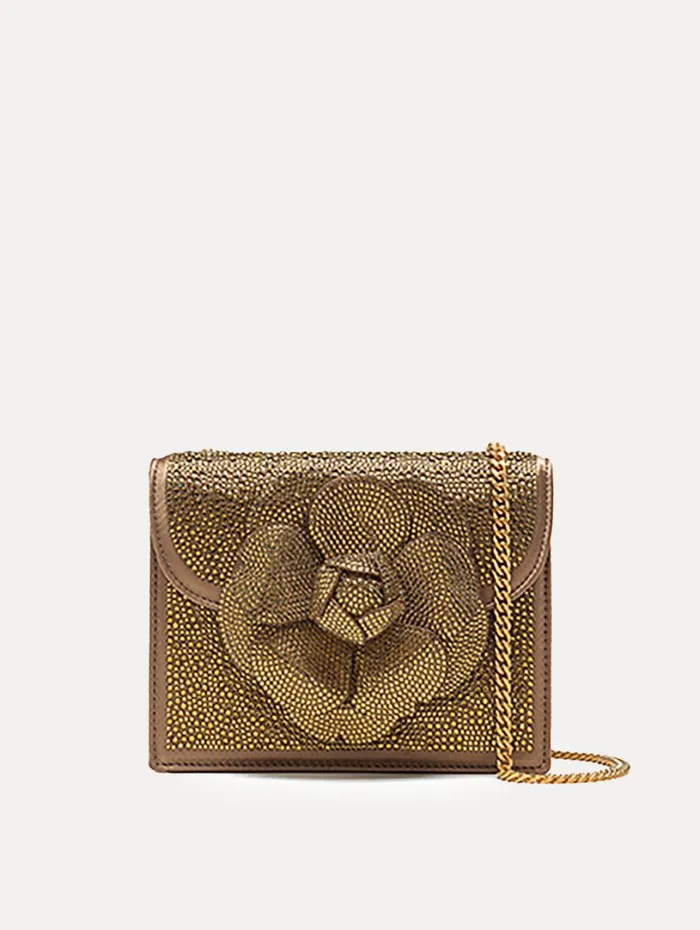 Oscar De La Renta Crystal Pav Mini TRO Bag Bronze Women Handbags