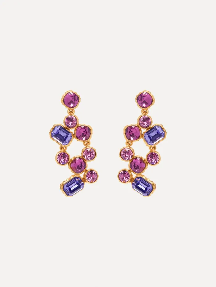 Oscar De La Renta Crystal Scramble Earrings Amethyst Multi Women Earrings