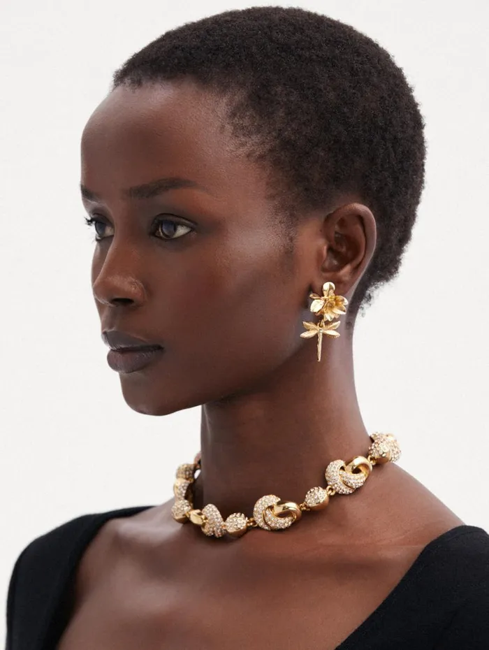 Oscar De La Renta Dragonfly Flower ClipOn Earrings Gold Women Earrings Oscar De La Renta Dragonfly Flower ClipOn Earrings Gold Women Earrings