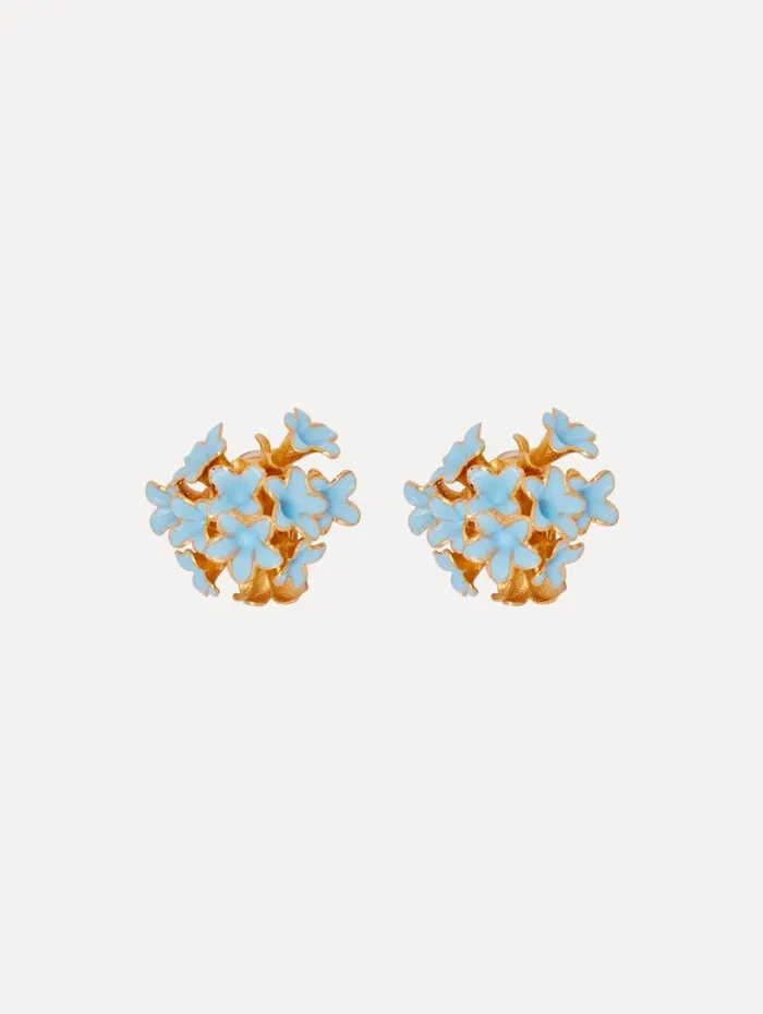 Oscar De La Renta Enamel Bouquet Button ClipOn Earrings Blue Women Earrings