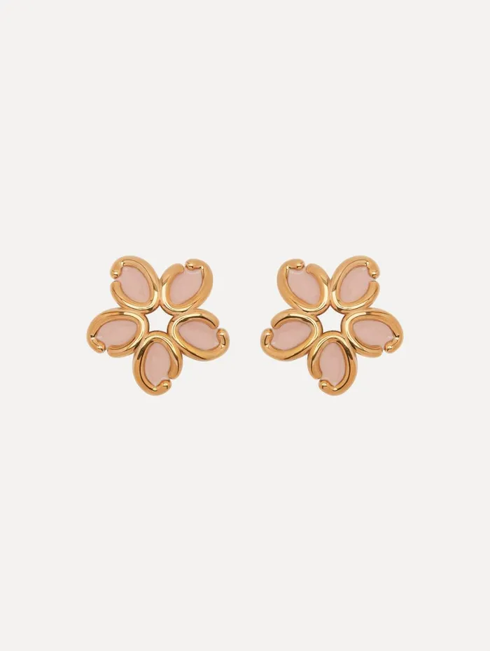 Oscar De La Renta Enamel O Flower Earrings Rose Women Earrings