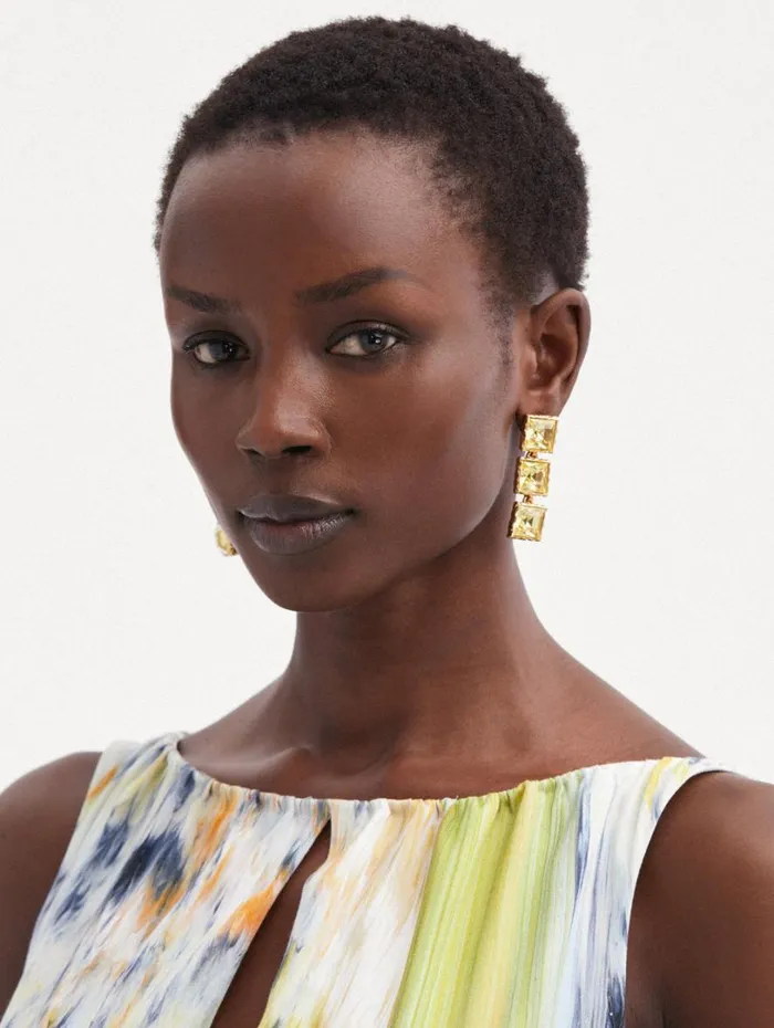 Oscar De La Renta Large Stone Tennis Earrings Jonquil Women Earrings