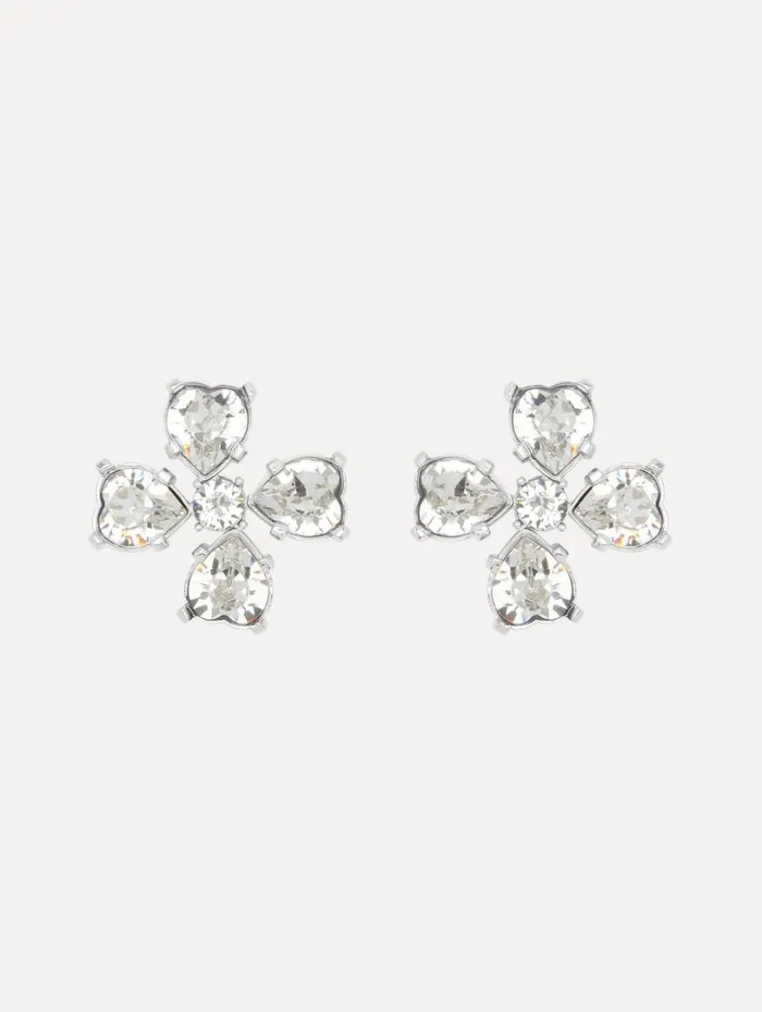Oscar De La Renta Small Clover Earrings Crystal Women Earrings