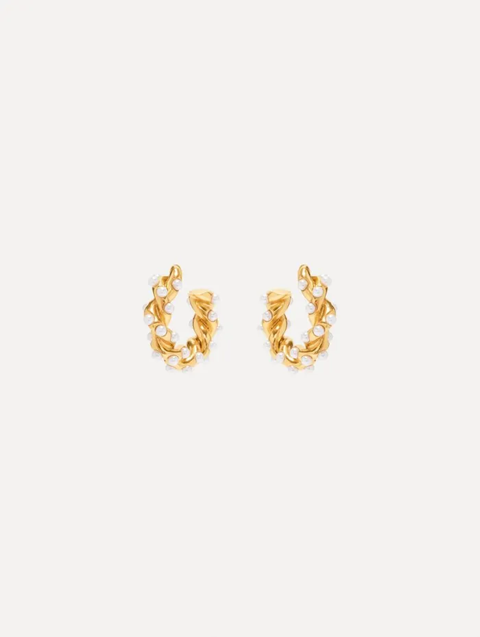 Oscar De La Renta Small Rope Pearl Hoop Earrings Pearl Women Earrings