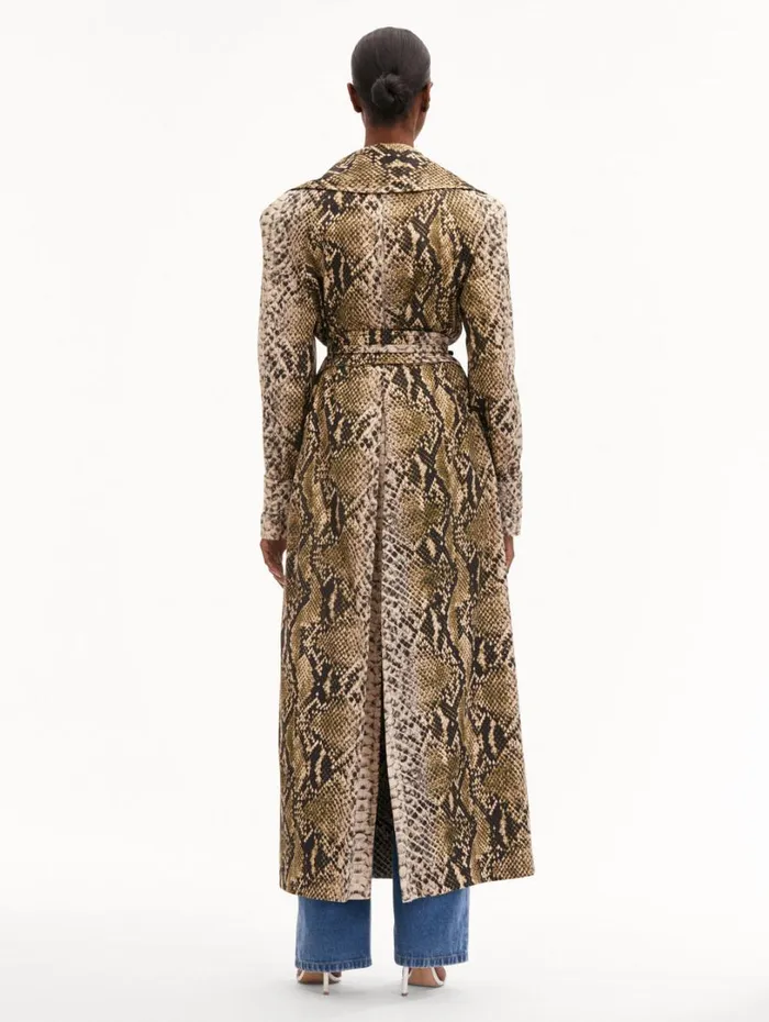Oscar De La Renta Snake Cotton Trench Coat Olive Women Jackets and Coats Oscar De La Renta Snake Cotton Trench Coat Olive Women Jackets and Coats