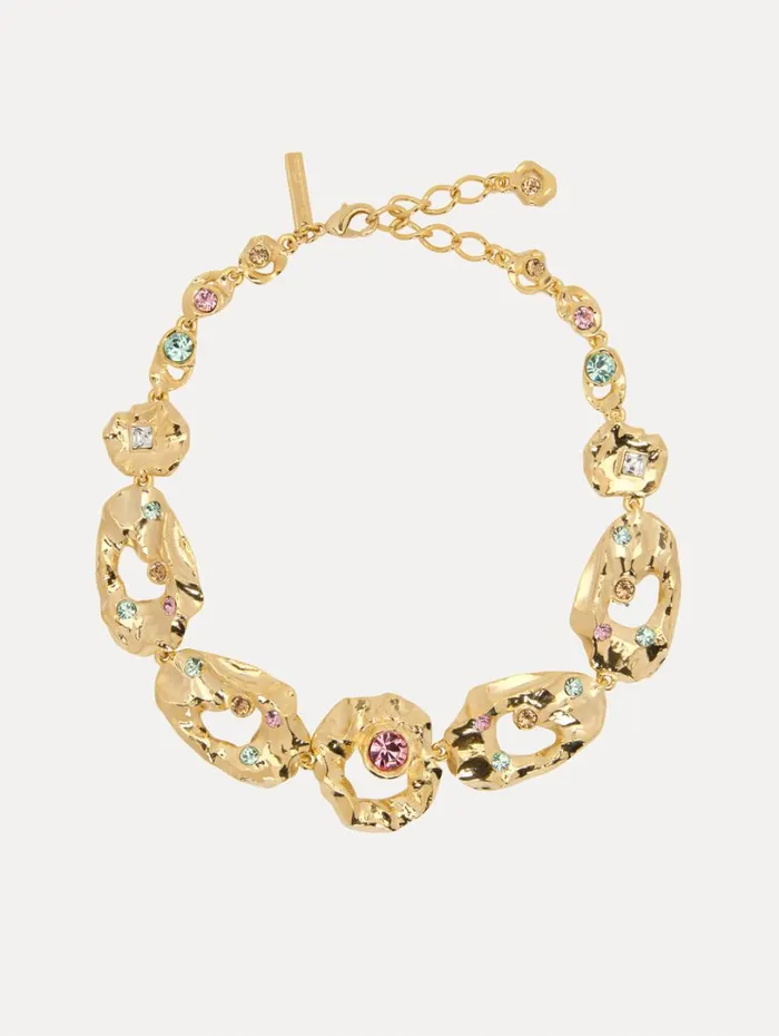 Oscar De La Renta Textured Metal ChainLink Necklace Multi Women Necklaces