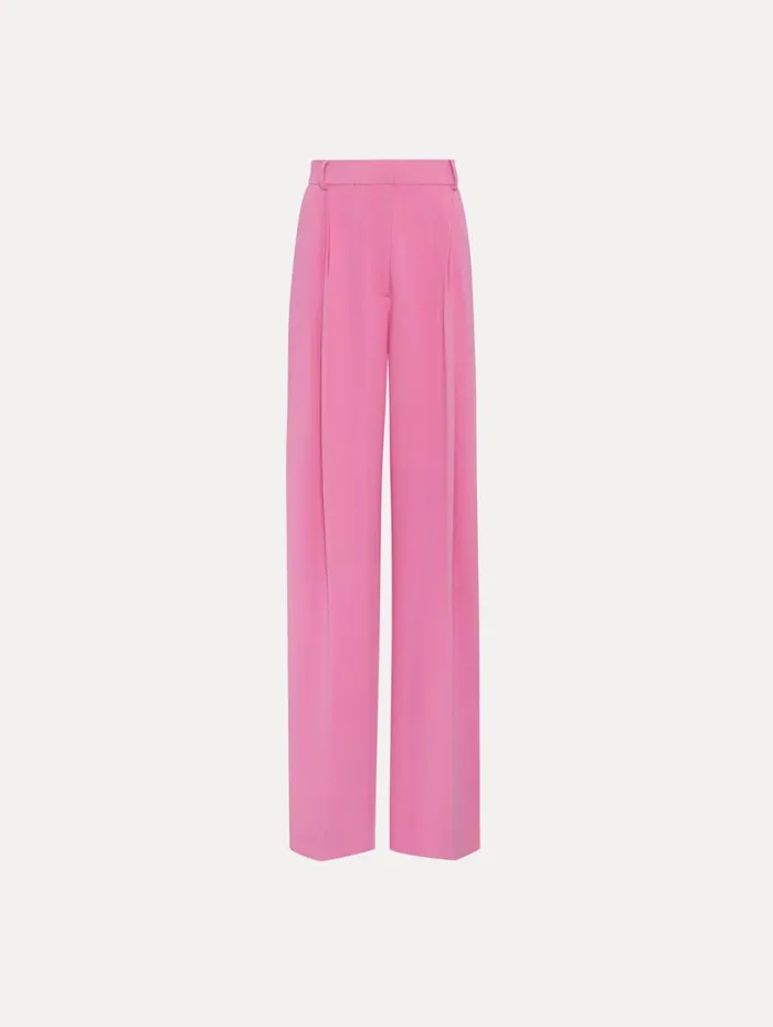 Oscar De La Renta Wide Leg Silk Georgette Pant Rosehip Women Pants and Skirts