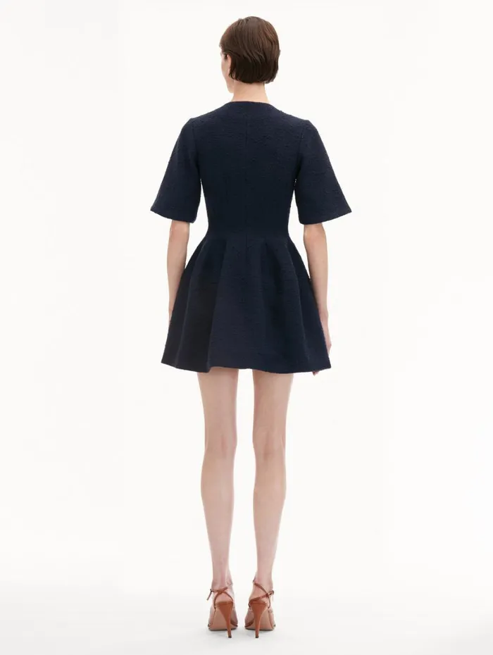 Oscar De La Renta Zip Front Tweed Dress Navy Women Dresses Oscar De La Renta Zip Front Tweed Dress Navy Women Dresses