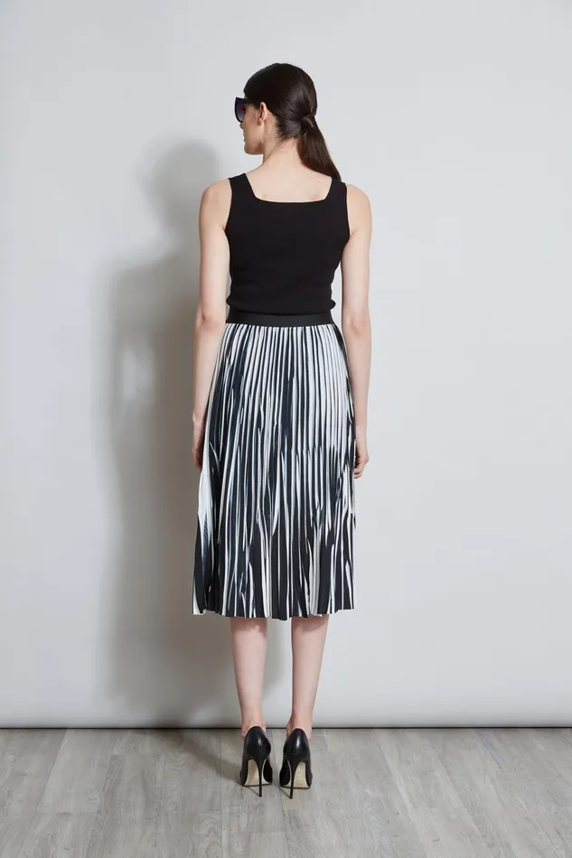 Outlet 8211 Women Bottoms Elie Tahari Contrast Pleated Skirt Blackwhite