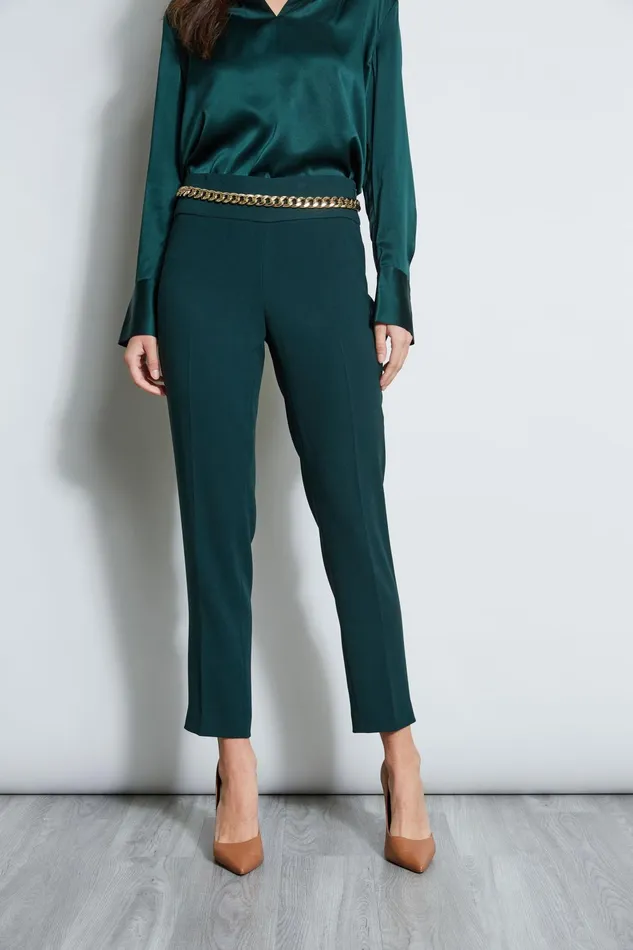 Outlet 8211 Women Bottoms Elie Tahari Crepe Slim Leg Pant Jadite