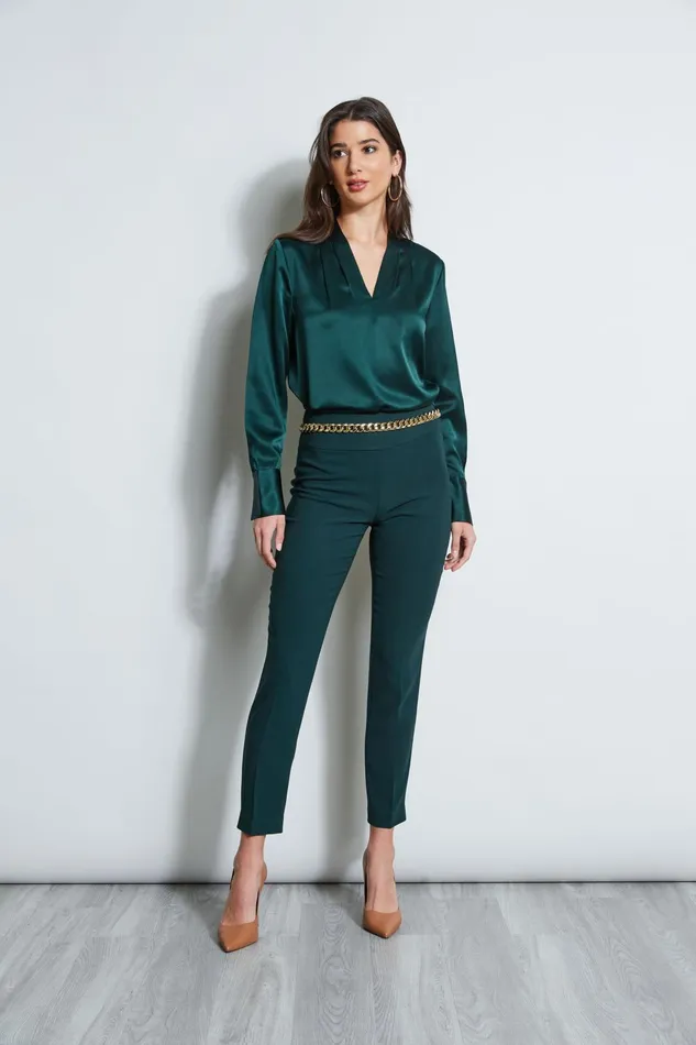 Outlet 8211 Women Bottoms Elie Tahari Crepe Slim Leg Pant Jadite