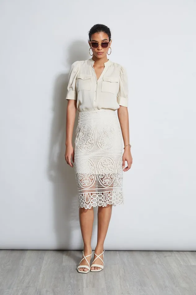 Outlet 8211 Women Bottoms Elie Tahari Lace Skirt Flour