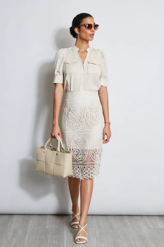 Outlet 8211 Women Bottoms Elie Tahari Lace Skirt Flour
