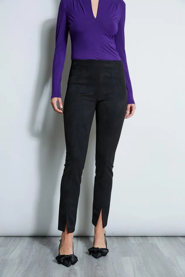Outlet 8211 Women Bottoms Elie Tahari Slit Vegan Suede Leggings Black