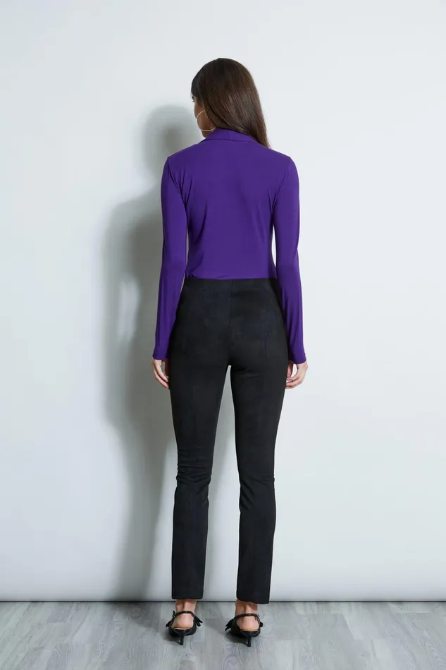 Outlet 8211 Women Bottoms Elie Tahari Slit Vegan Suede Leggings Black