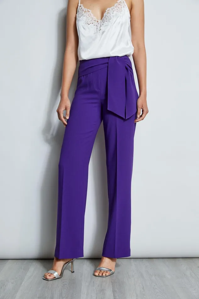 Outlet 8211 Women Bottoms Elie Tahari Wide Leg Sash Pant Plum