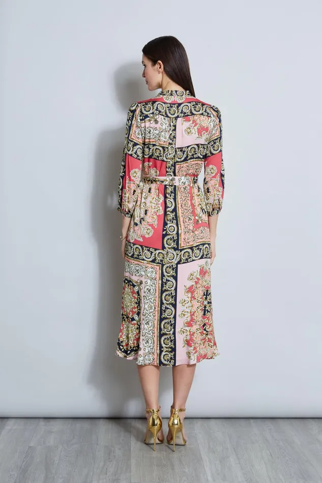 Outlet 8211 Women Dresses and Jumpsuits Elie Tahari Baroque Scarf Print Dress Wonder Wheel Baroque Print