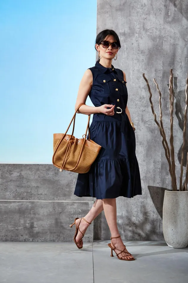 Outlet 8211 Women Dresses and Jumpsuits Elie Tahari Cotton Utility Dress Stargazer