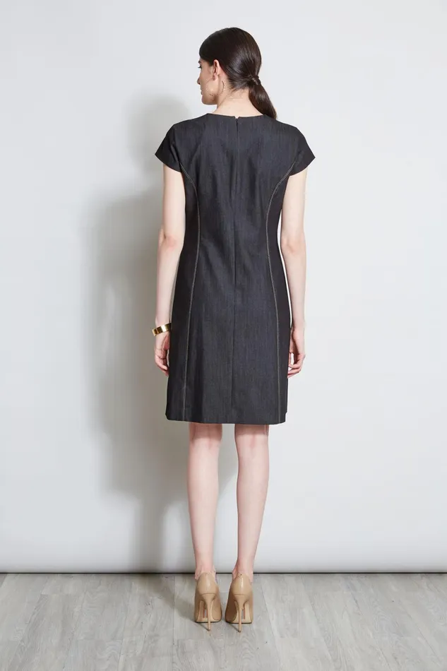 Outlet 8211 Women Dresses and Jumpsuits Elie Tahari Denim Fit and Flare Zip Dress Black