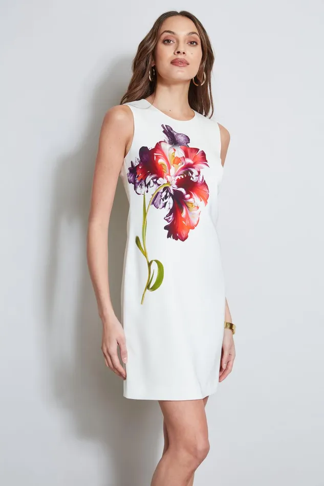 Outlet 8211 Women Dresses and Jumpsuits Elie Tahari Digital Floral Shift Dress Foam Multi