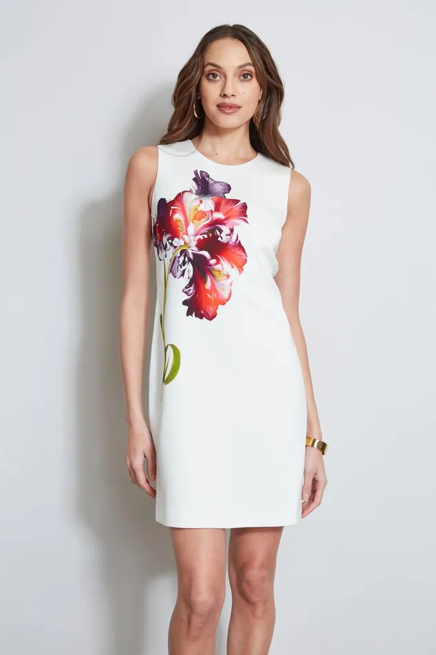 Outlet 8211 Women Dresses and Jumpsuits Elie Tahari Digital Floral Shift Dress Foam Multi